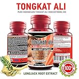 Tongkat Ali EXTREME Longjack Extract - 3000 mg Maximum Strength Long Jack 200:1 Root Extract - Testosterone Booster 60 Vegetarian Supplement - Natural Stamina Booster Capsules