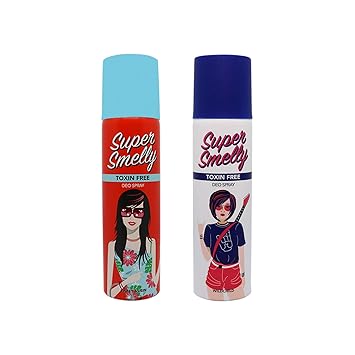 Super Smelly Sweet As Sin & Wild Child Zero Toxin & Natural Deodorant Spray For Men, Citrus Whiffs and a Sweet Floral Surprise Fragrance with Tea Tree Oil, Witch Hazel & Aloe Vera for Long Lasting Fragrance and Under Arm Skin Lightening- 150 ml (P