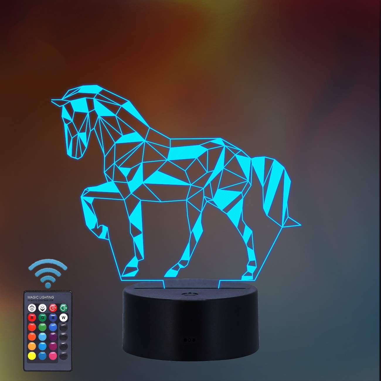 Horse Gifts for Girl,Horse 3D Night Light Illusion Lamp for Kids, Horse Lover Gifts from Age 2 3 4 5 6+ Years for Girls Boys Men Women - 16 Colors Changing with Remote Control pnb Rock