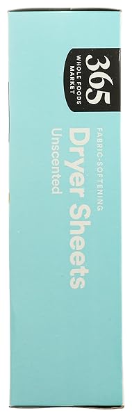 365 BY WHOLE FOODS MARKET, FABRIC-SOFTENING DRYER SHEETS, UNSCENTED, 80 COUNT