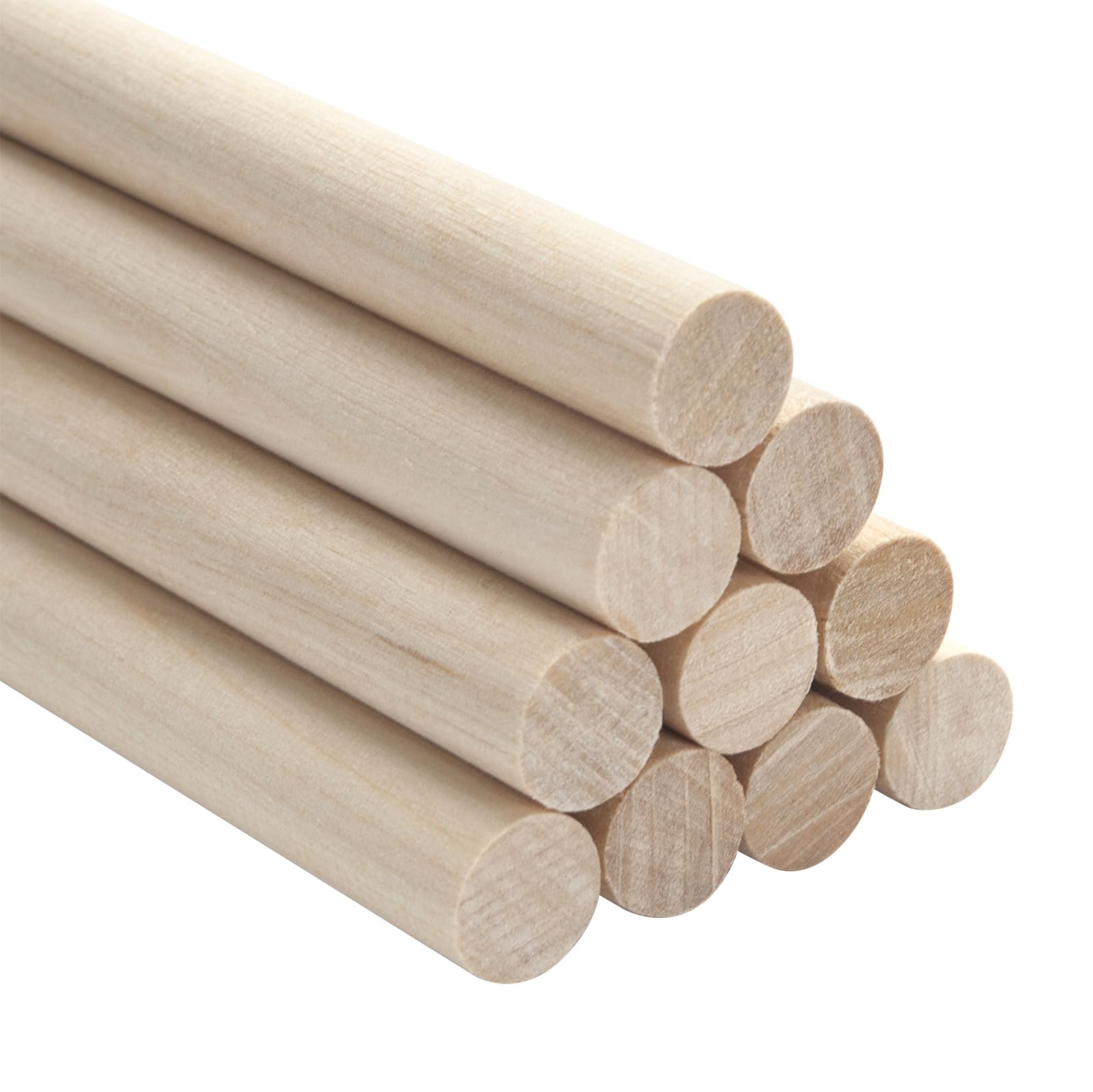 NANXJIUR 10 Pcs Wooden Dowel Rods Round Wood Dowels, 1.2x30cm Unfinished Hardwood Sticks, Macrame Dowel Wooden Sticks for Craftfor Arts and DIYers, Tiered Cake Support and Wedding Ribbon Wands Dowels