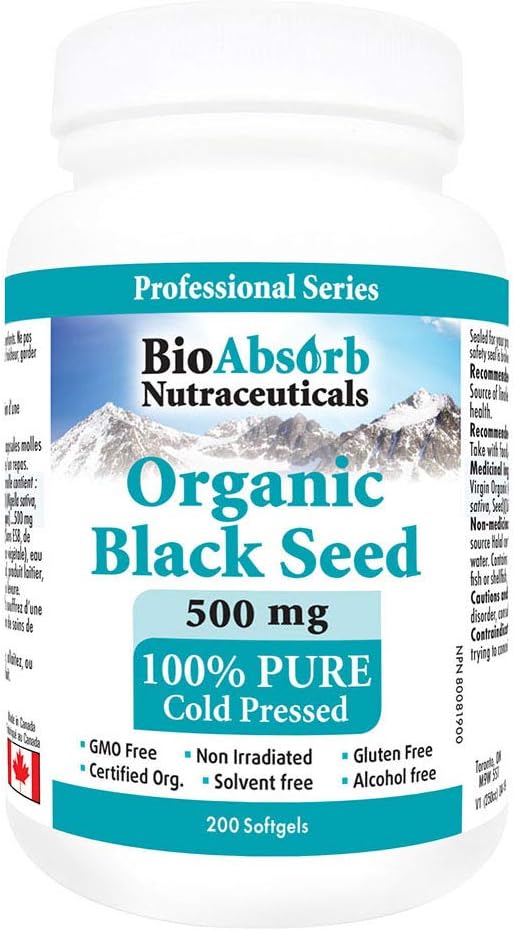 Black Cumin Seed Oil Capsules. Organic, Cold Pressed. 200 softgels