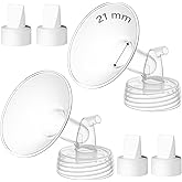 GOTOCUT 4PCS 21mm Breast Pump Flanges, Duckbill Valves Compatible with Spectra S1/S2/9Plus/Synergy Gold, Motif Luna, Wide-Mouth Bottle Fit, Breast Pump Accessories