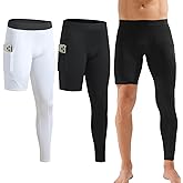 Blaward Men's Compression Pants 2-Pack - One Leg Basketball Running Tights, Athletic Base Layer Leggings for Training & Gym