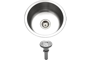 GZOII 13 inch Stainless Steel Undermount Mini Single Round Bowl Kitchen Bar Sink with Drainer