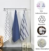 Penguin Home Set of 3 100% Cotton Kitchen Towels 50x70 cm White Blue view 2