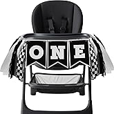 XLIUAX 1st Birthday High Chair Banner, Black White Race Car Birthday Banners, One Highchair Banner Tassel, First Birthdays Photo Prop Boy Racing Theme Decoration