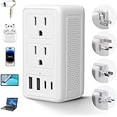 2000W 220V to 110V Voltage Converter US to Europe for Hair Dryer, International Universal Travel Adapter with Type C A G I, Converter for European Travel with 2 USB Port 2 USB (White)