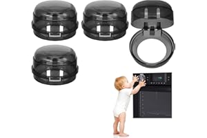 CREZTAIL Gas Stove Knob Covers – Heat-Resistant Baby Proof Stove Knob Covers, Universal Size Gas Stove Knob Locks, Stove Child Proof Knobs with Adhesive, Stove Safety Guard for Kids Toddler Pet(4 Pack)