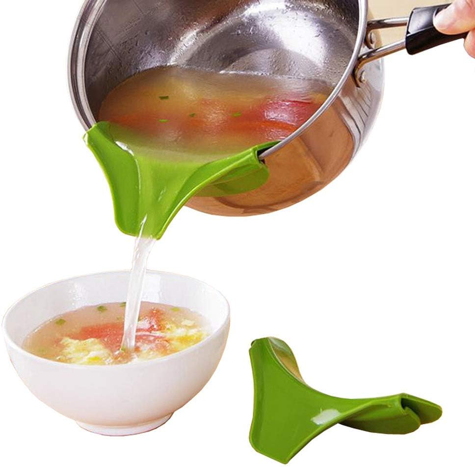Creative Anti-spill Silicone Slip On Pour Soup Spout Funnel for Pots Pans and Bowls and Jars Kitchen Gadget Tool