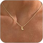 Hayopi Gold Bubble Letter Necklace for Women,14K Gold Plated Initial Letter Necklace Prendant Name Necklace Dainty Charm Necklace Initial Necklaces for Women Trendy Gold Jewelry Personalized Gifts