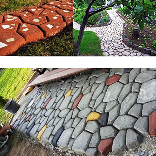 go2buy 2 Pack Plastic Pathmate Walk Way Paver Concrete Stone Mould Paving Mold Black, 16.7 x 16.5 x 1.5''