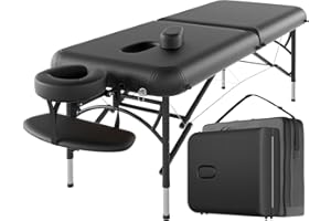 CLORIS 84" Professional Massage Table Portable 2 Folding Lightweight Facial Solon Spa Tattoo Bed Height Adjustable with Carrying Bag & Aluminium Leg Hold Up to 1100LBS