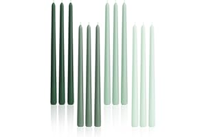 Viyffo 12 Inch Green Taper Candles Set of 12 Unscented Smokeless Long Tall Tapered Candle for Candlesticks Sticks Wedding Advent Home Decor Dinner Christmas