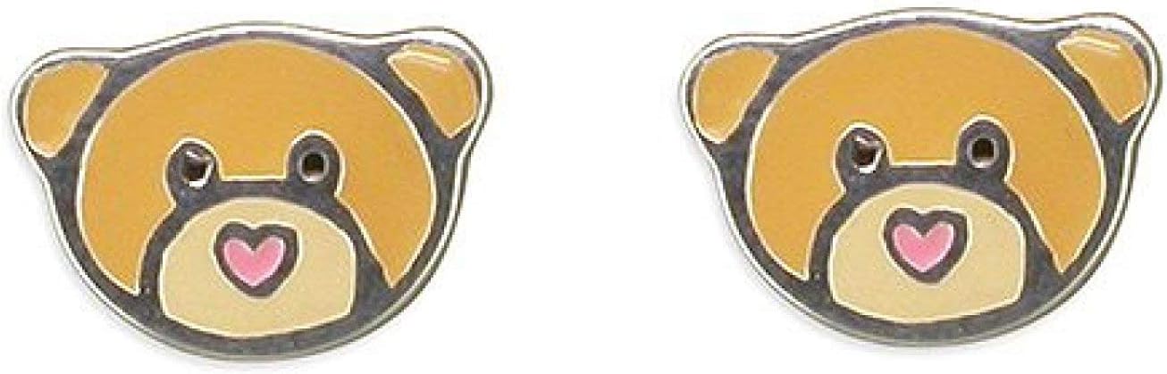 TOC Sterling Silver My Best Teddy Bear Earrings for Children
