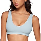 INGIA Womens U-Neck Sports Bra Padded U Back Medium Impact Fitness Yoga Bar Workout Crop Top with Built in Bra
