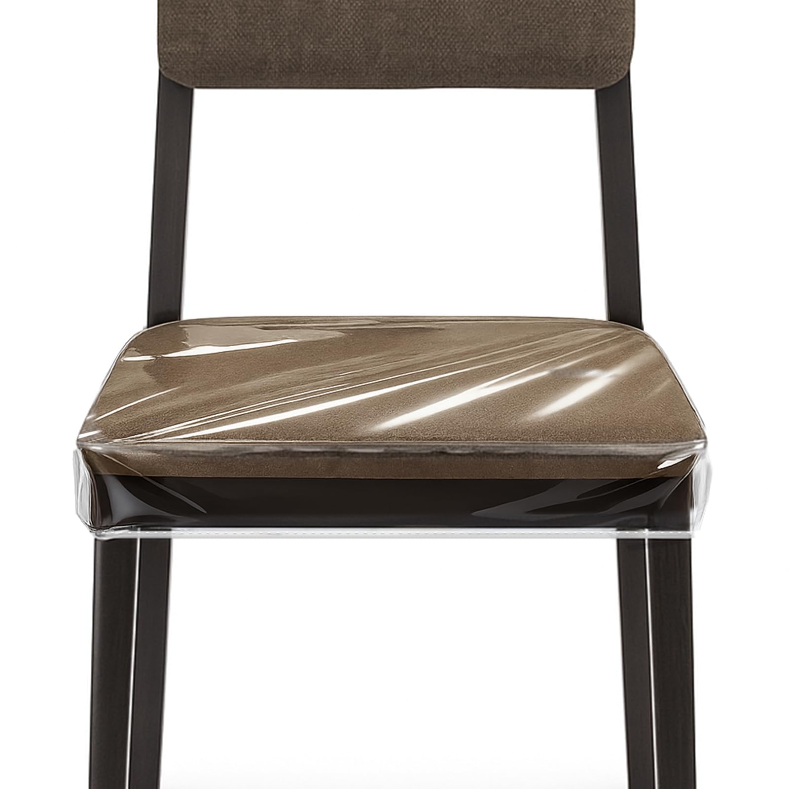 Photo 1 of 4 Pack Dining Chair Covers, Clear Seat Cover Plastic Covers PVC Seat Protector Waterproof Scratch Resistant Slipcovers with Adjustable Belt Strap Fits Most 21"- 23" Chair