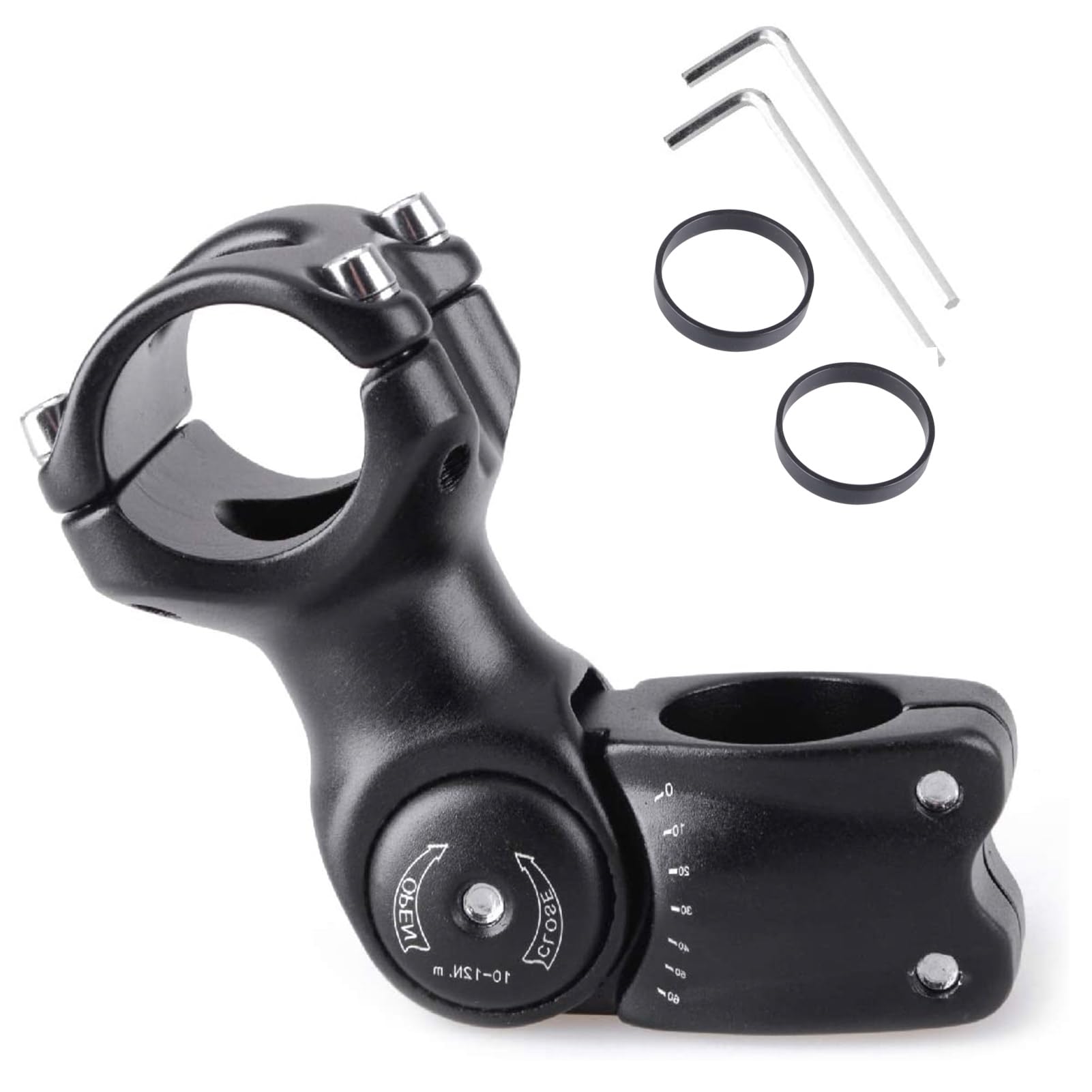 Azarxis Bike Stem 25.4mm 31.8mm Adjustable Bicycle Handlebar Stem 0-60 Degree MTB Fork Stem Extension 90 110 120 130mm for Mountain Bike Road Bike BMX DH Cycle with Hex Key (31.8 x 90mm) — image 1