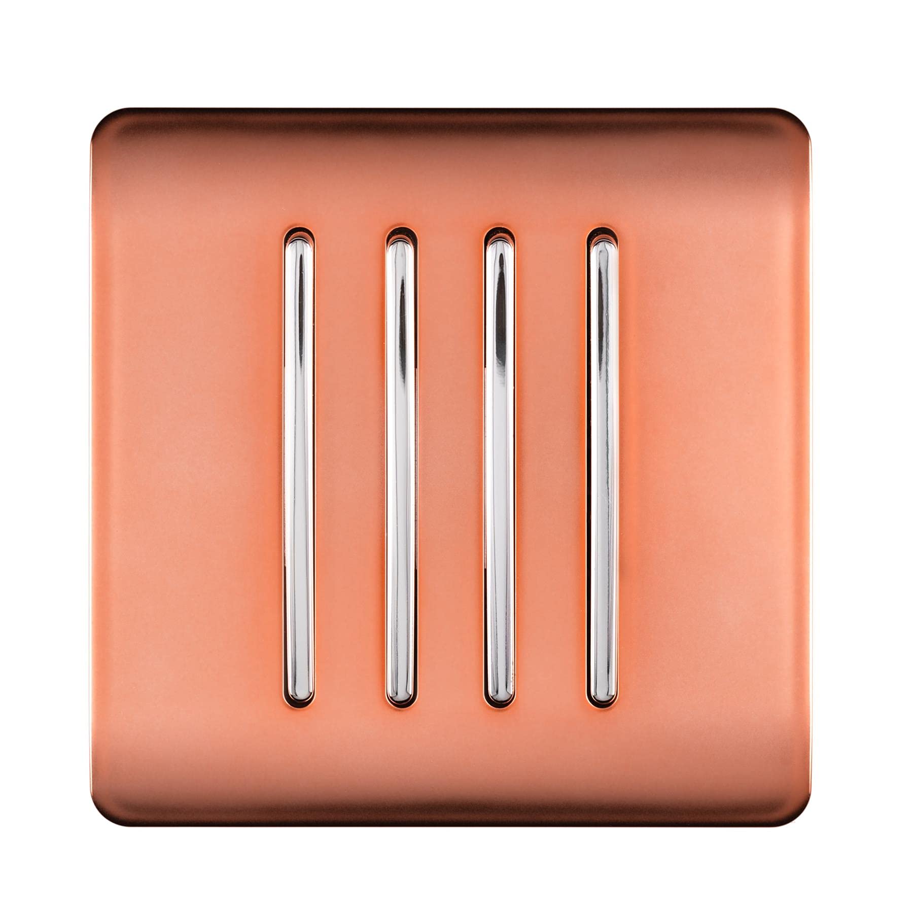 Trendi Switch 4 Gang 2 Way Artistic Modern Glossy 10 Amp Rocker Tactile Light Switch in Copper, Art-SS8
