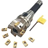 R8 Face Mill Arbor End Mill Shell Cutter APMT1604PDER Milling Inserts | R8 FMB22 Milling Arbor with 1.9in FaceMilling Shell Cutter and 10pcs APMT1604PDER Carbide Inserts metal lathe cutting tools