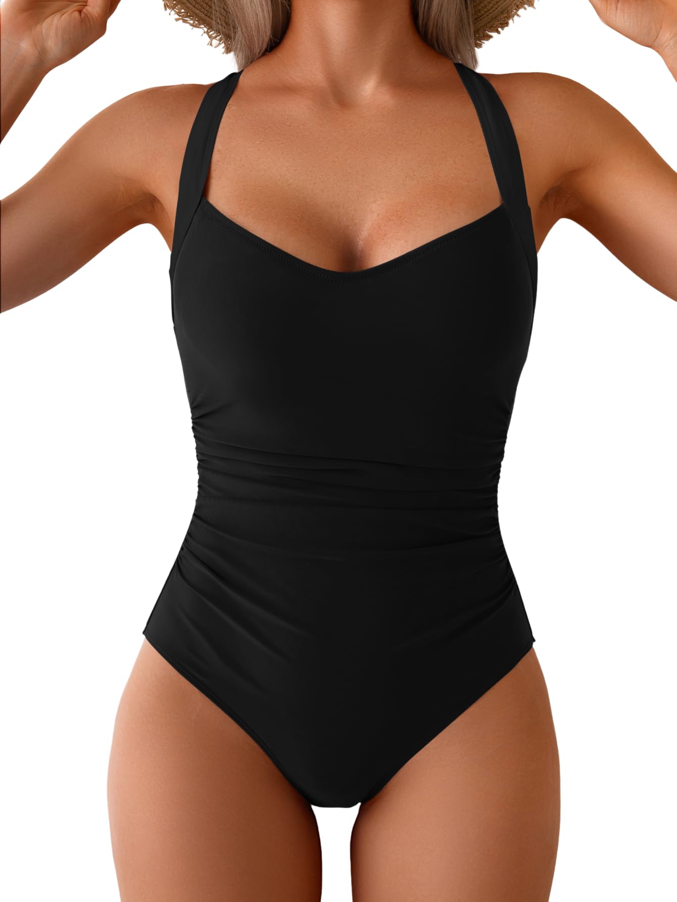 Photo 1 of (2xl) (BAGGED) B2prity One Piece Swimsuit for Women Tummy Control Slimming Bathing Suit Push Up Ruched Swim Suit Criss Cross Swimwear M