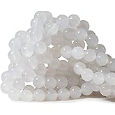 CHEAVIAN 35PCS 10mm Natural White Agate Gemstone Round Loose Beads for Jewelry Making 1 Strand 15"
