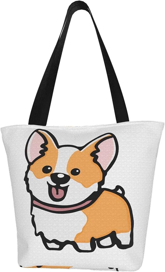 Amazon エコバッグ トートバッグ 買い物バッグ 買い物袋 コーギー犬かわいいウェルシュコーギーベクトル漫画イラスト白で隔離 おせち お歳暮 エコバッグ トートバッグ 買い物バッグ 買い物袋 28x33cm シューズ バッグ
