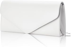 Larcenciel Envelope Clutch Purse for Women, Vegan Leather Evening Bag with Chain Strap, Wedding Cocktail Party Formal Handbag