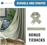 BellaHills 100% Blackout Curtains 90x90 Pencil Pleat Pair Thermal Insulated Sage view 6