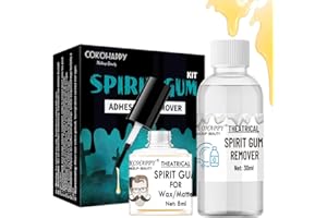 COKOHAPPY Spirit Gum Adhesive and Remover Kit, Professional Liquid Adhesive and Remover, 8ml Spirit Gum Glue + 30ml SFX Makeup Remover for Face, Halloween Makeup Glue