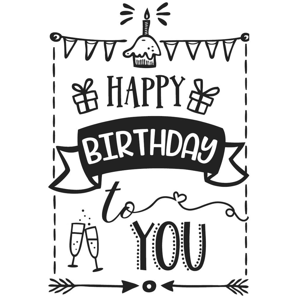 Rayher Wood Mounted Rubber Stamp with Phrase for Birthday Cards, Happy Birthday Stamp for Card Making, Crafting and Scrapbooking, Butterer, 7x10cm, 29108000