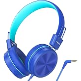 Cowyawn Kids Headphones for School, On Ear Wired Headphones for Boys Girls | 94dB Safe Volume Limit, 3.5mm Kids Headphones with Cord, Foldable Wired Headphones for Kids/Teens/iPad/Computer, Dark Blue