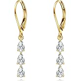 14K Gold Leverback Earrings for Women Real Gold Dangle Earring Jewelry for Women Mothers Valentines Birthday Gifts