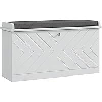 HOMCOM Shoe Bench, Entryway Bench with Flip Drawer, Seating Cushion and Adjustable Shelf for 4-8 Pairs of Shoes for Hallway, 