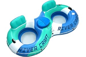 Sebor Heavy Duty River Tube, Inflatable Floating Tube with Backrests, Cupholders & Handles - Extra Large, Deluxe Pool Tube for Summer Relaxation