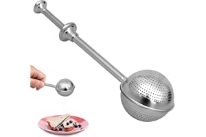 WISHSTREAM Bakers Dusting Wand for Sugar Flour and Spices, Stainless Steel Flour Duster for Baking, Powdered Sugar Shaker Duster Sifter, Spring-operated Handle for One-handed Operation