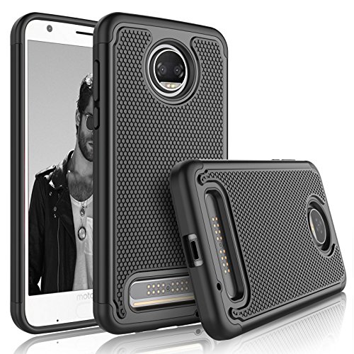 Moto Z2 Force Case, Motorola Z2 Force Droid Sturdy Case, Tekcoo [Tmajor] Shock Absorbing [Black] Rubber Silicone & Plastic Scratch Resistant Bumper Grip Rugged Hard Cases For Moto Z Force 2017 Cover