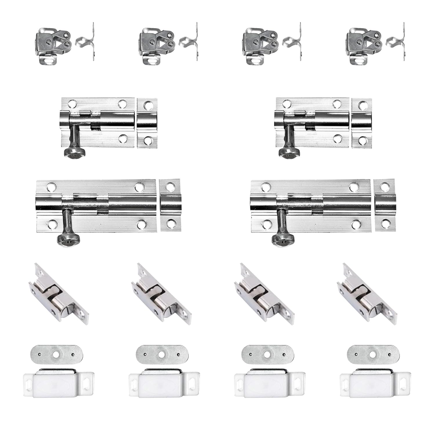 Brackit 96-Piece Door Catch & Latch Set – Complete Cabinet & Wardrobe Hardware Kit with Door Bolts, Roller Catches, Magnetic Catches, Double-Ball Catches & Screws for Home Repairs & Installations