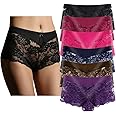 YaoKing Women's Underwear Regular & Plus Size Panties Lace Boyshort Hipster Cheeky Panty- 6 Pack