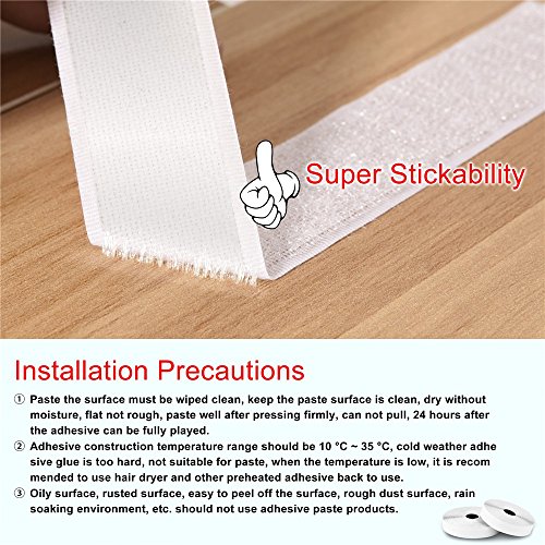 1 Inch x 32 Feet Self Adhesive Hook and Loop Strips by Holotap Fabric Fastener Interlocking Tape Sewing Compatible (White)