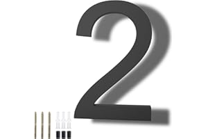 DEWEL 8 inch Floating Large House Numbers for Outside, Black Modern House Address Numbers Decor for 911 Visibility Signage with Nail Kits (House Number 2)