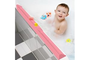Resseor Splash Guard for Bathtub, 3.8" x 3.6" Silicone Bath Tub Splash Guard with 6 Suction Cups, Bathtub SplashGuard Play Shelf Area for Kids with 3°Drainage Slope for Faster Drying - 2 Packs Pink