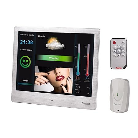 Hama Steel Digitaler 20,32 cm (8 Zoll) Bilderrahmen mit Wetterstation
