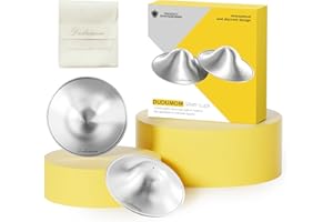 DUDUMOM Silver Nursing Cups Nipple Shields for Breastfeeding Newborn - Original Metal Nipple Cover for Breastfeeding Essential - 999 Silver X-Large