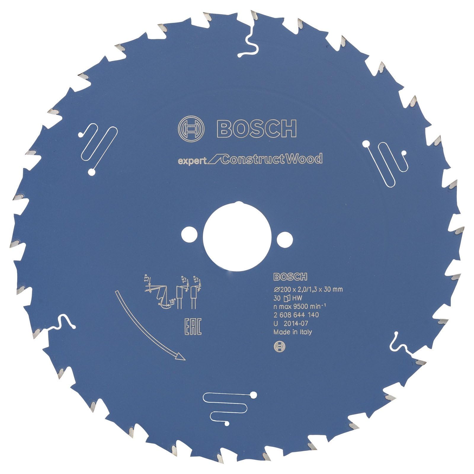 Bosch 2608644140 EXCWH 30 Tooth Top Precision Circular Saw Blade, 0 V, Blue