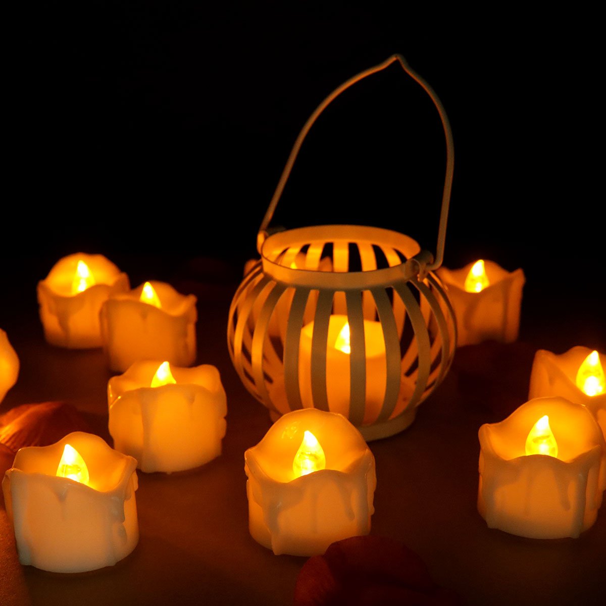 12pcs LED Tealight Flameless Candle with Timer Teardrop Style Tea