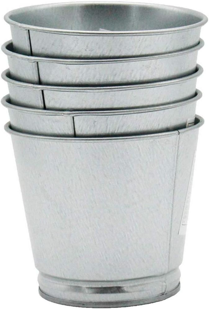 BINTJE Plant pot /Pen holder/desktop storage 3.75"high-Galvanized steel, Silver in/outdoor-Set of 5 - Image 3