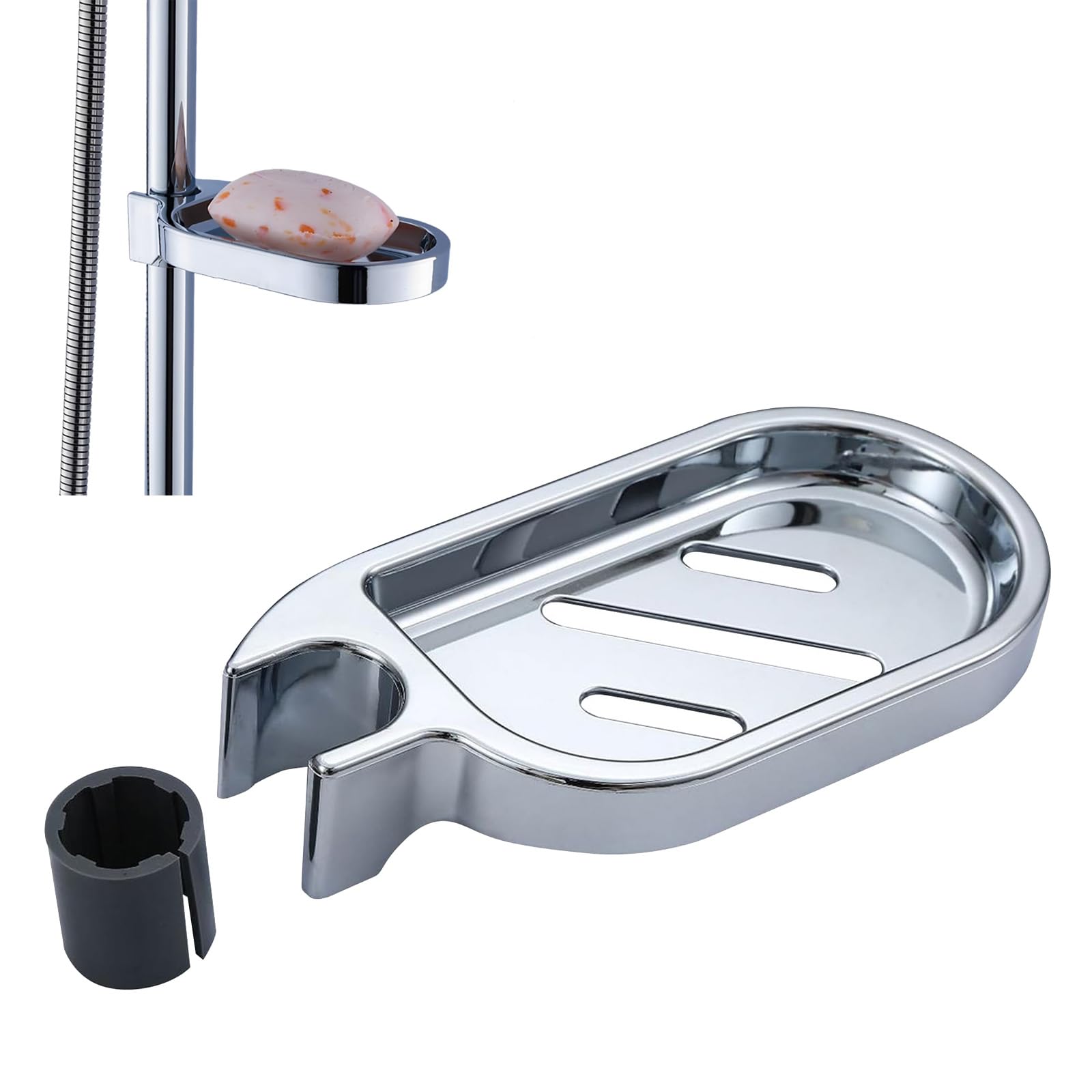 Soap Dish for Shower, Clip on Adjustable Shower Soap Holder, Soap Dish Rustproof and Waterproof (Silver)