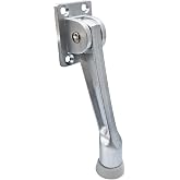 QCAA Heavy Duty Kickdown Door Stopper, 5", Zinc Die Cast, Satin Chrome, 1 Pack, Made in Taiwan