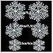 ORYOUGO White Glittered Snowflakes,Pack of 24 Plastic Snowflakes Christmas Ornaments String Hanger for Decorating, Wedding and Embellishing -S,M,L Hanging Snow Flakes